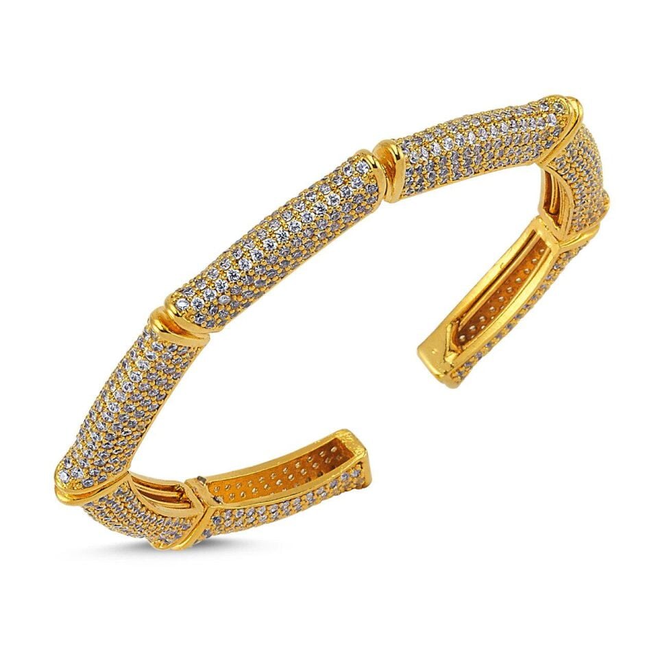 ALTIN KAPLAMA TAŞLI  İNCE KEMİK BİLEKLİK