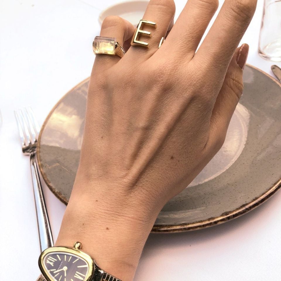 Altın Kaplama Özel Kesim Taşlı Yüzük