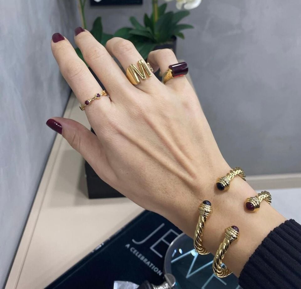 Altın Kaplama Özel Kesim Taşlı Yüzük