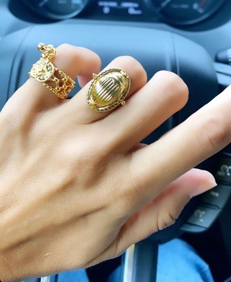 Altın Kaplama Scarab Böceği Yüzük