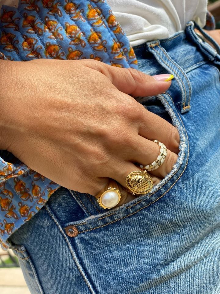 Altın Kaplama Scarab Böceği Yüzük