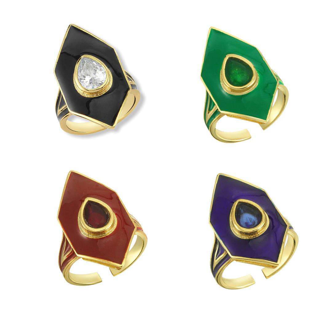 ALTIN KAPLAMA MİNELİ MEKİK YÜZÜK