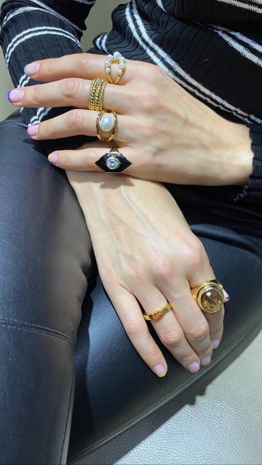 ALTIN KAPLAMA MİNELİ MEKİK YÜZÜK