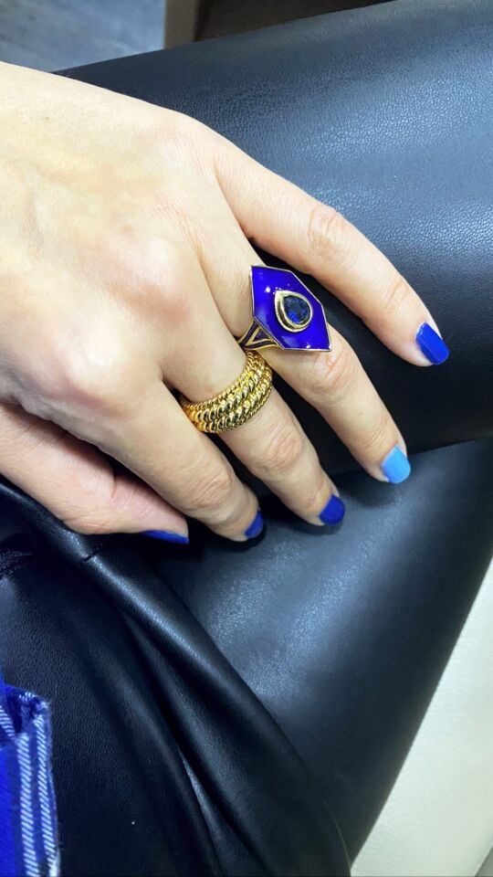 ALTIN KAPLAMA MİNELİ MEKİK YÜZÜK