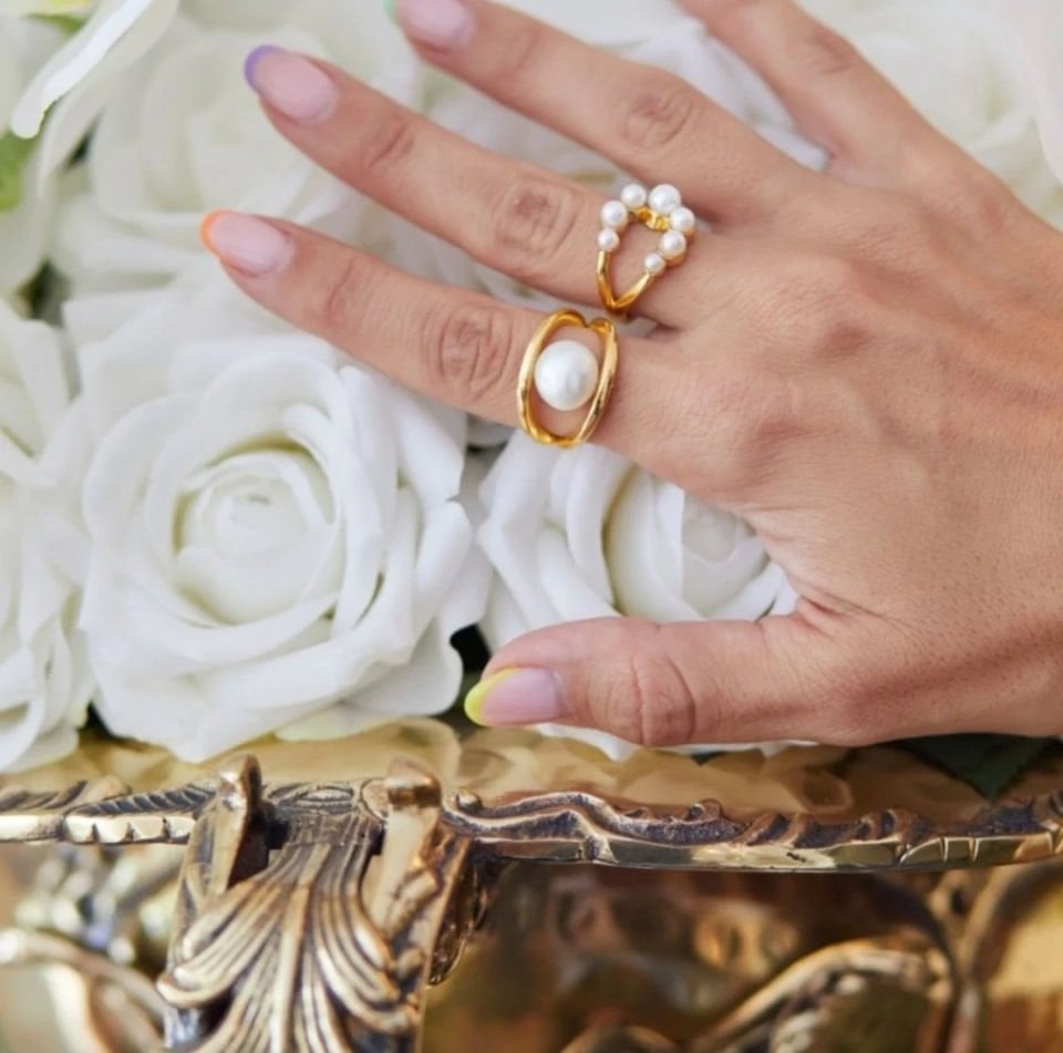 Altın Kaplama İncili Yüzük