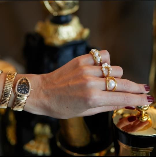 Altın Kaplama Barok İnci Yüzük