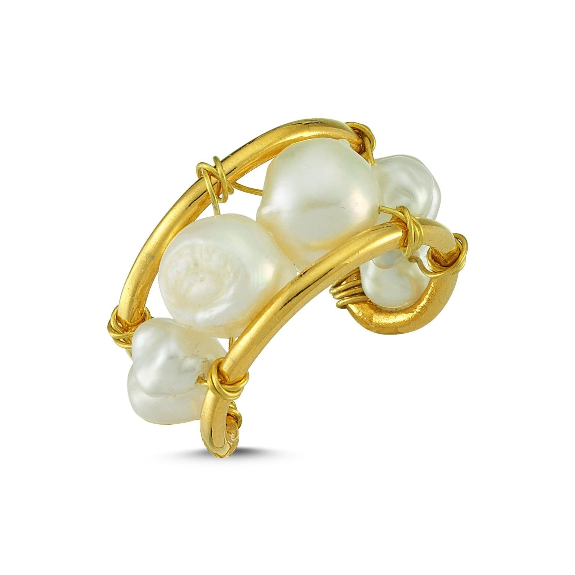 Altın Kaplama Barok İnci Yüzük