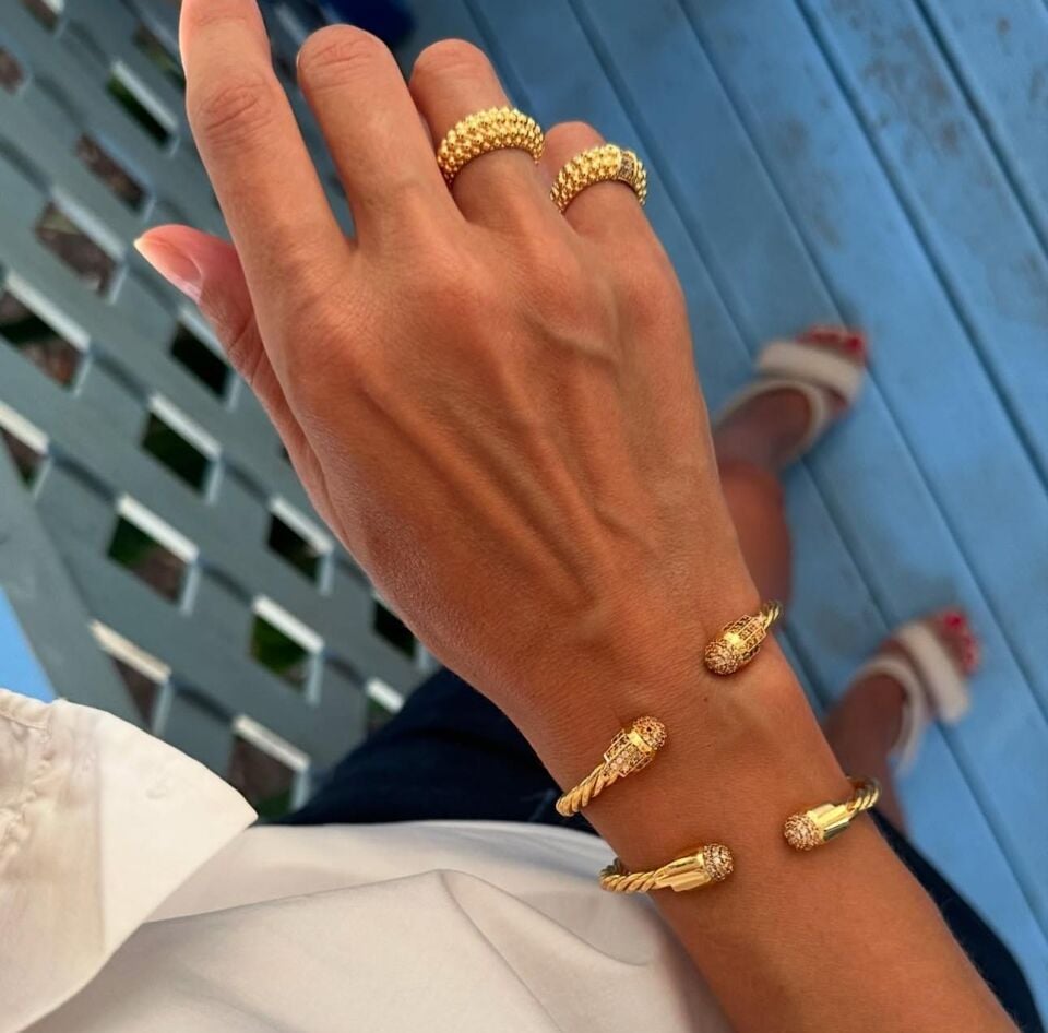 Altın Kaplama Elif Ucu Taşlı Bileklik