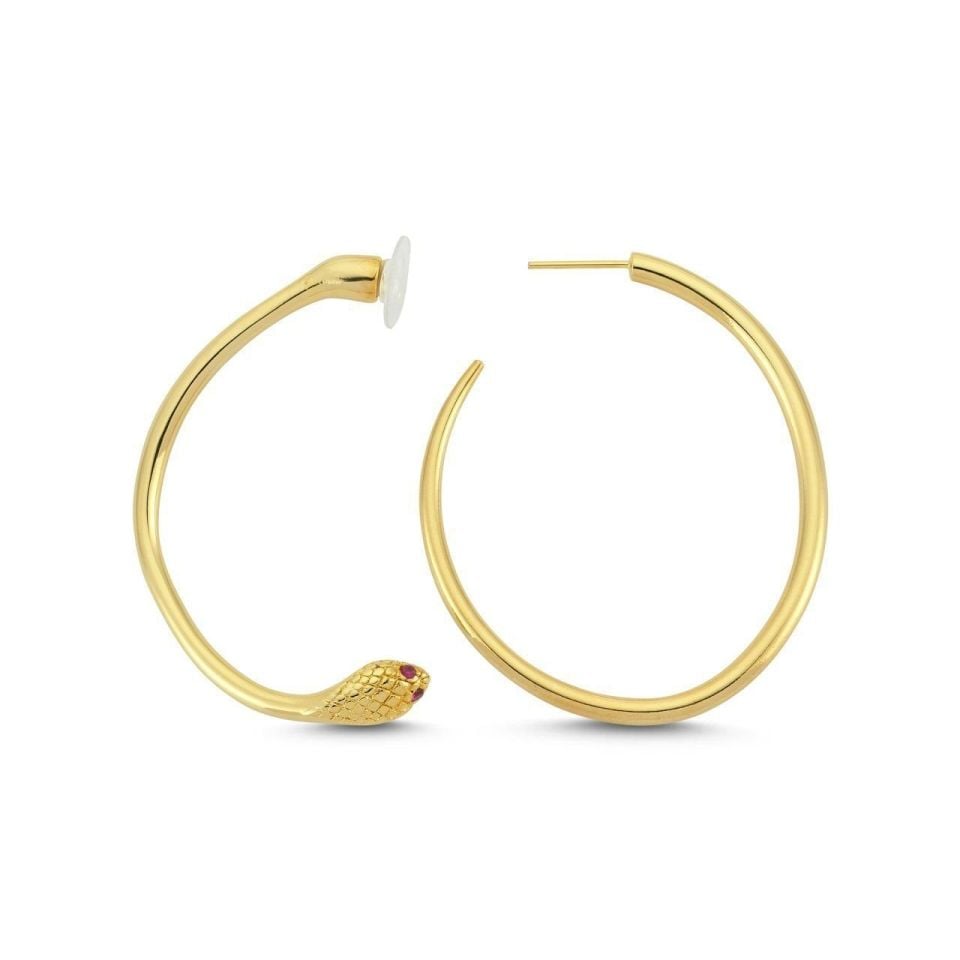 Altın Kaplama Tek Yılan Küpe