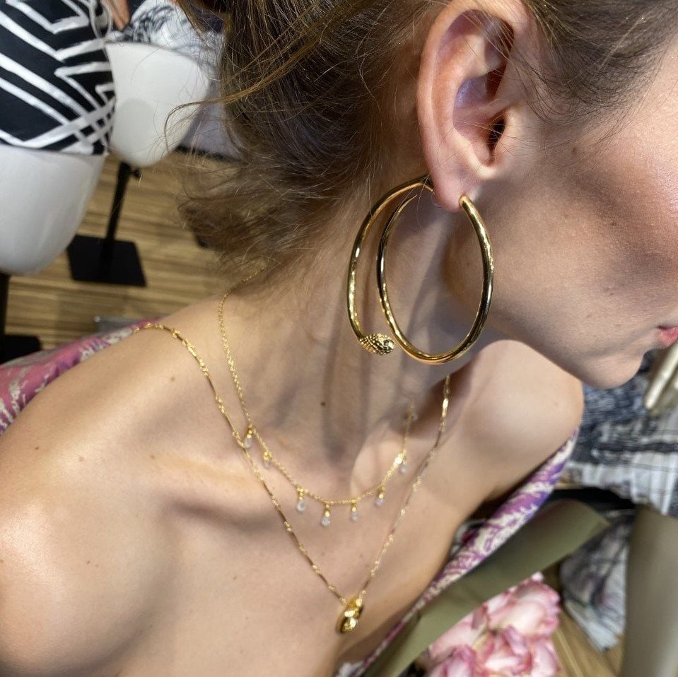 Altın Kaplama Tek Yılan Küpe