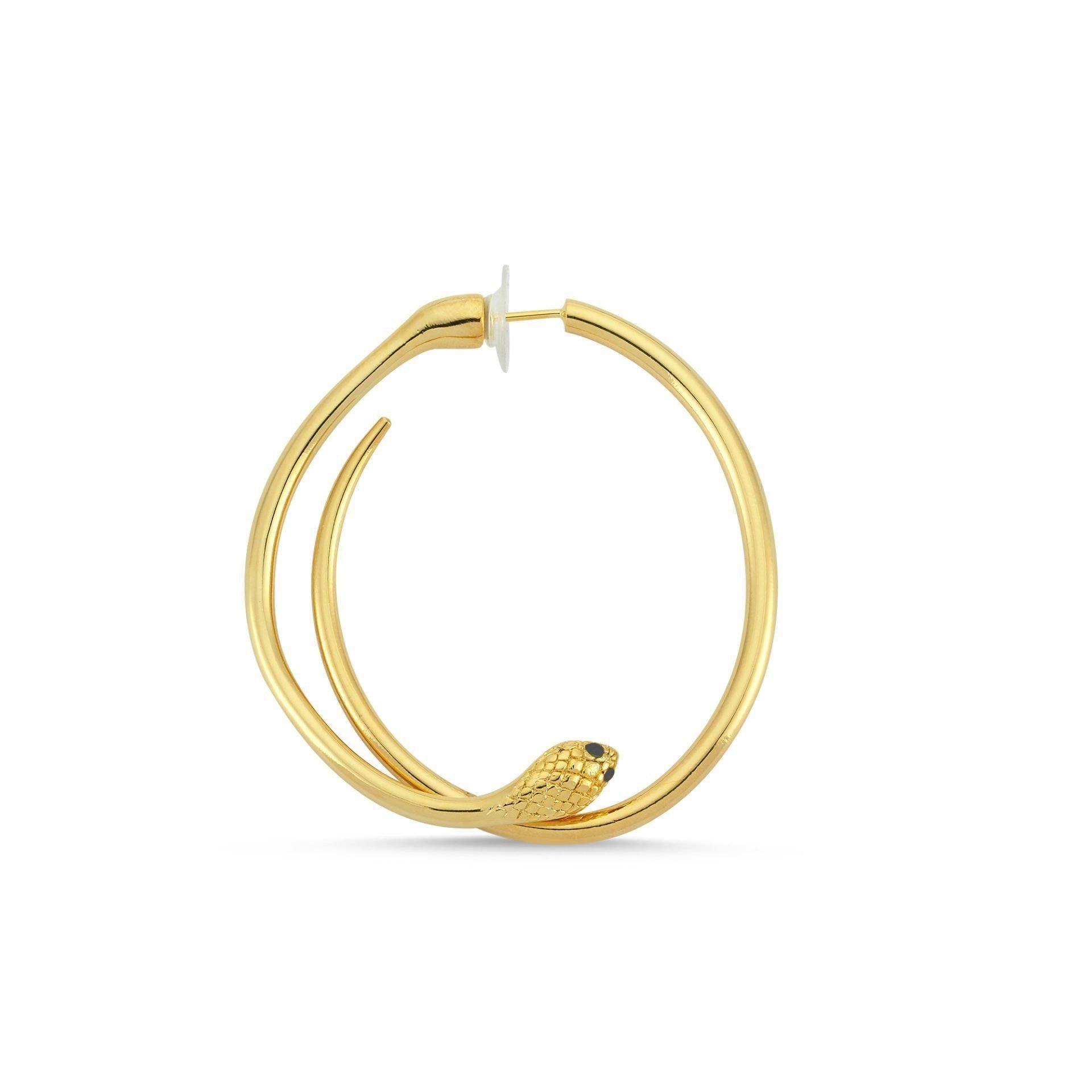 Altın Kaplama Tek Yılan Küpe