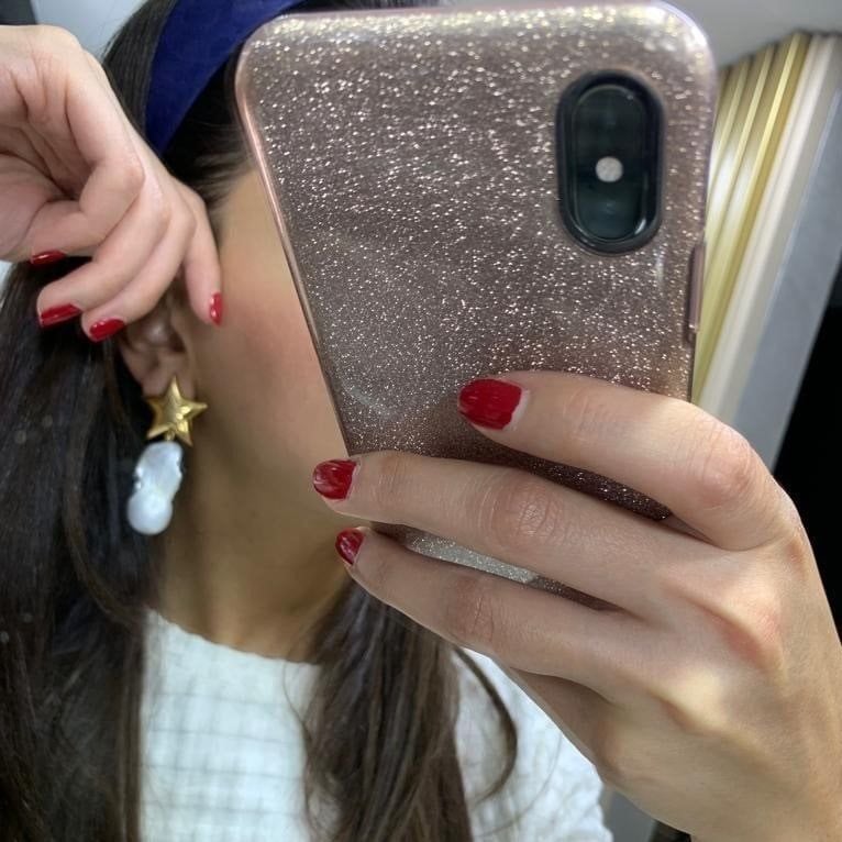 Altın Kaplama Barok İncili Tek Yıldız Küpe