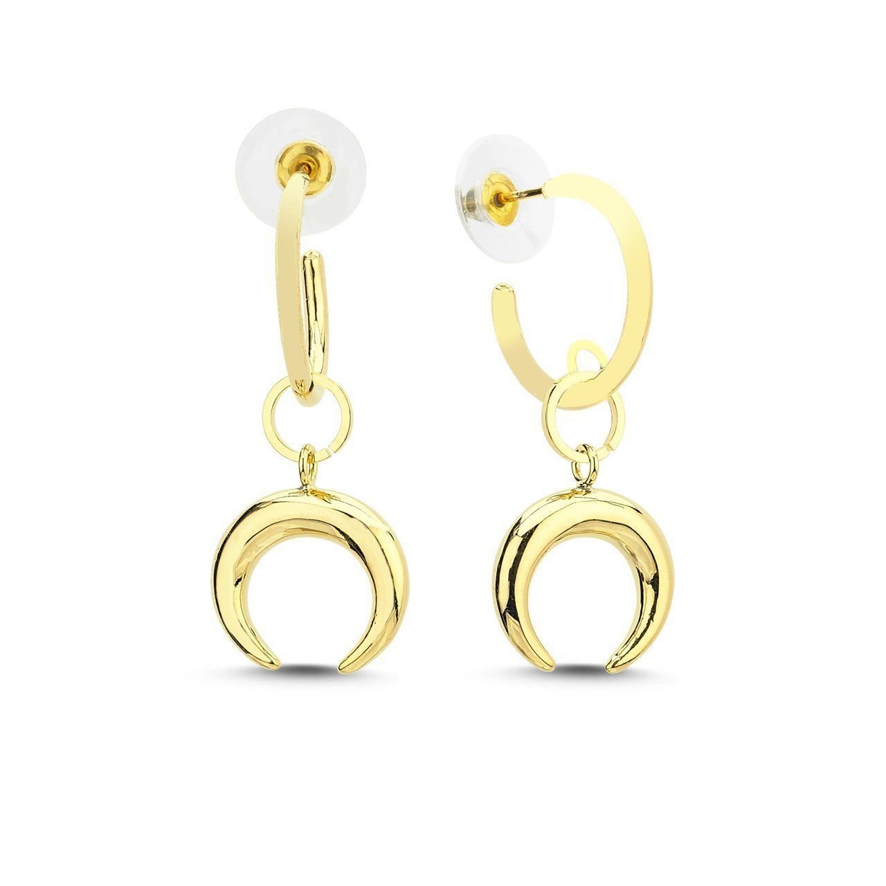 Altın Kaplama Ay Küpe