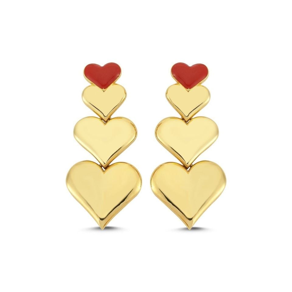 Altın Kaplama Mineli Kalp Küpe