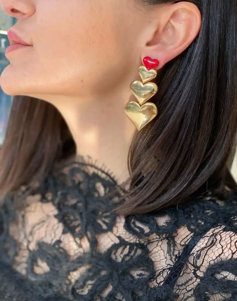 Altın Kaplama Mineli Kalp Küpe