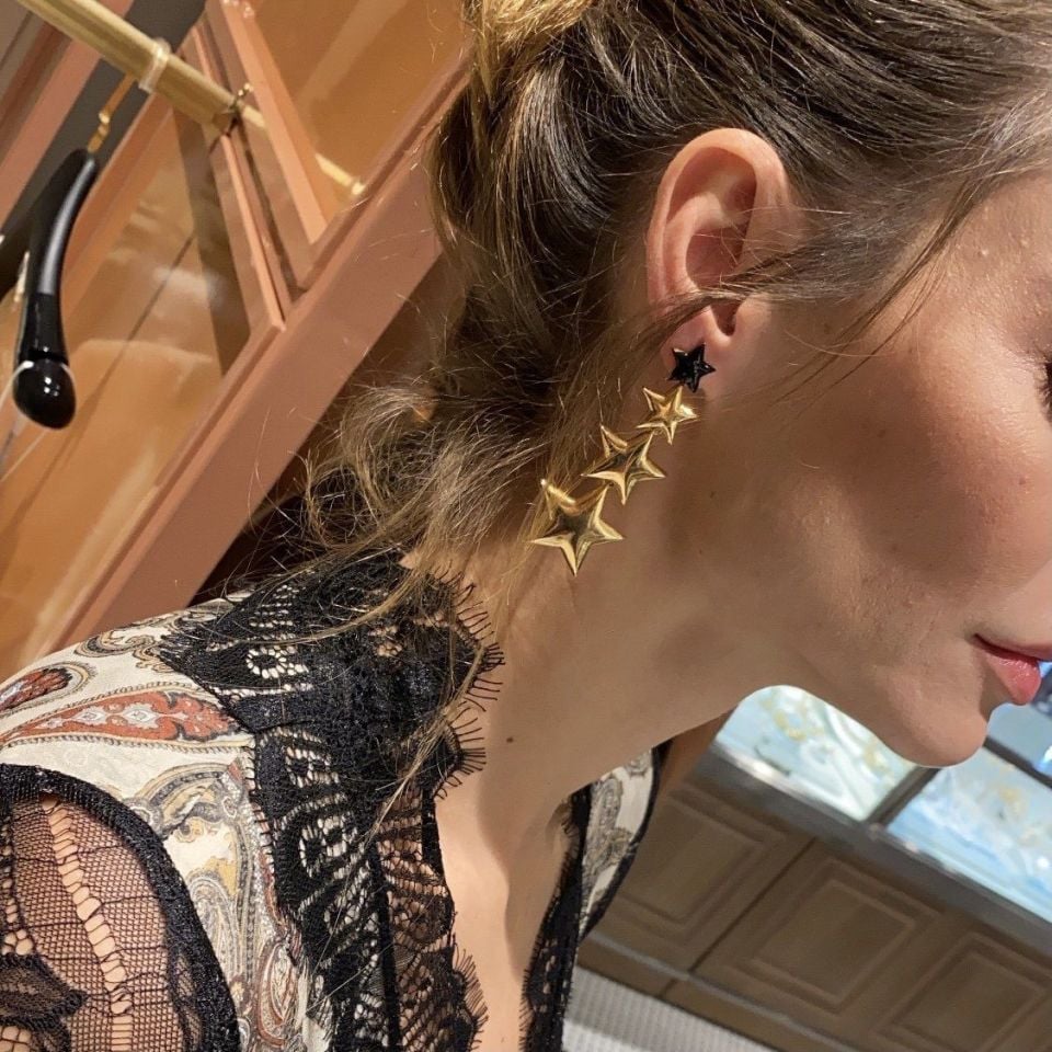 Altın Kaplama Mineli Yıldız Küpe