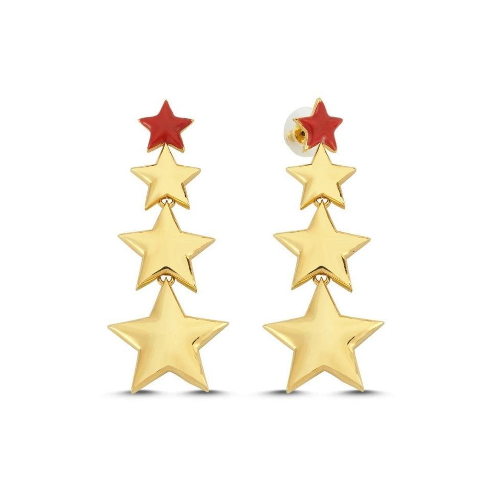 Altın Kaplama Mineli Yıldız Küpe