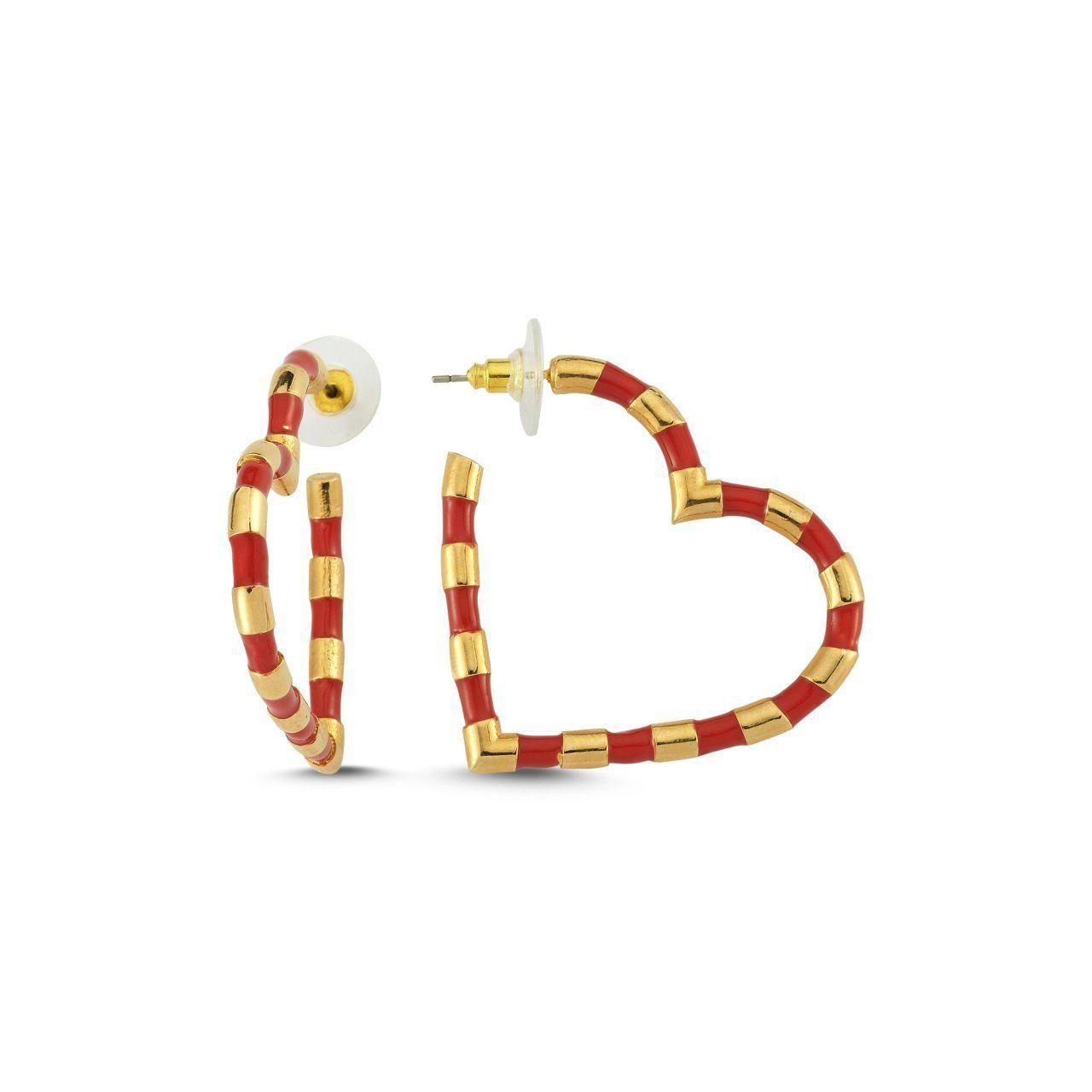 Altın Kaplama Mineli Açık Kalp Küpe