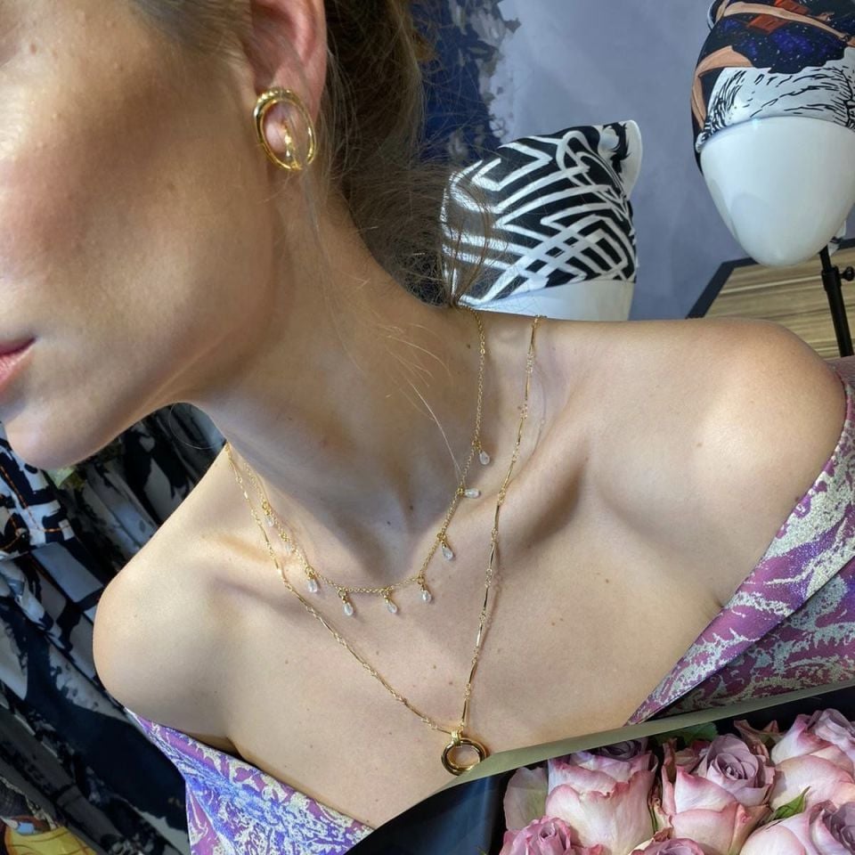 Altın Kaplama Drop Kristal Kolye