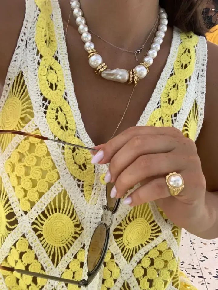 Altın Kaplama Barok İnci̇ Kolye