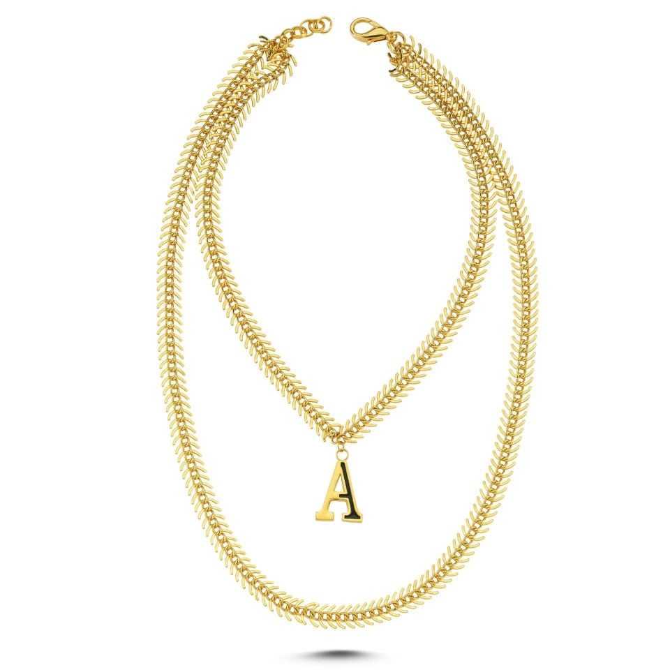 Altın Kaplama Mi̇neli̇ Harf Gerdanlık